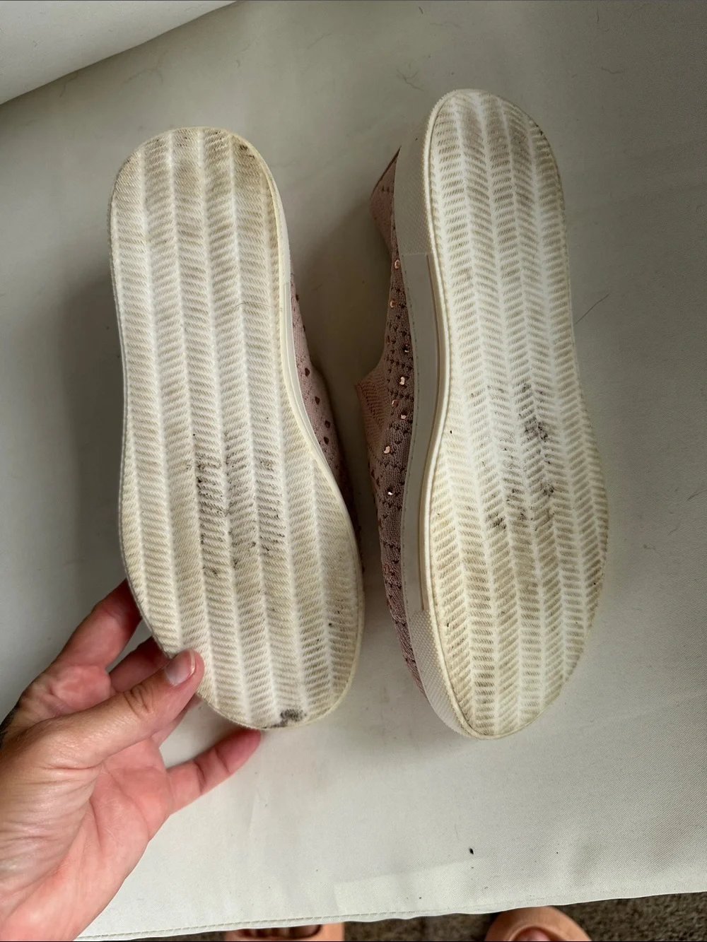 Sonoma Blush Pink Slip-On Knit Sneakers with Rhinestone Accents